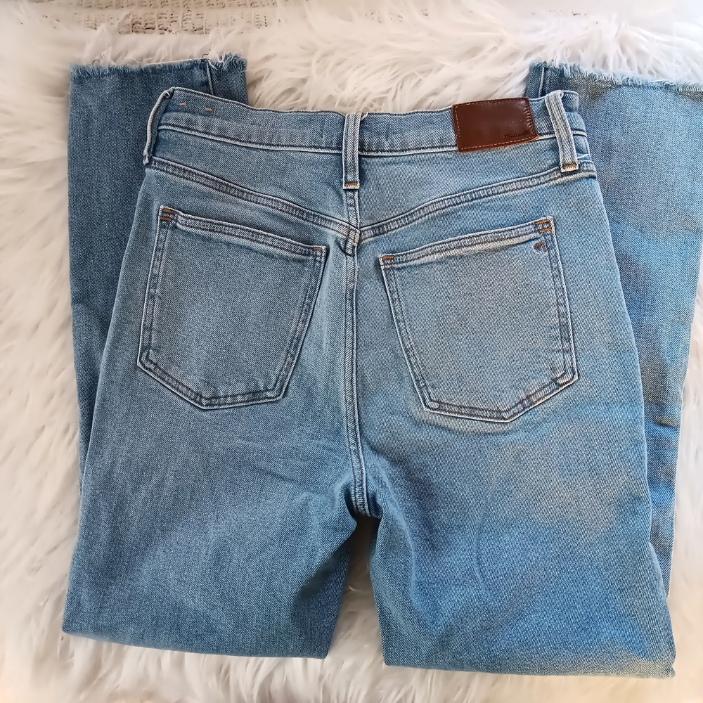Madewell The Perfect Vintage Jean High Rise Distressed Denim Blue Frayed Jeans
